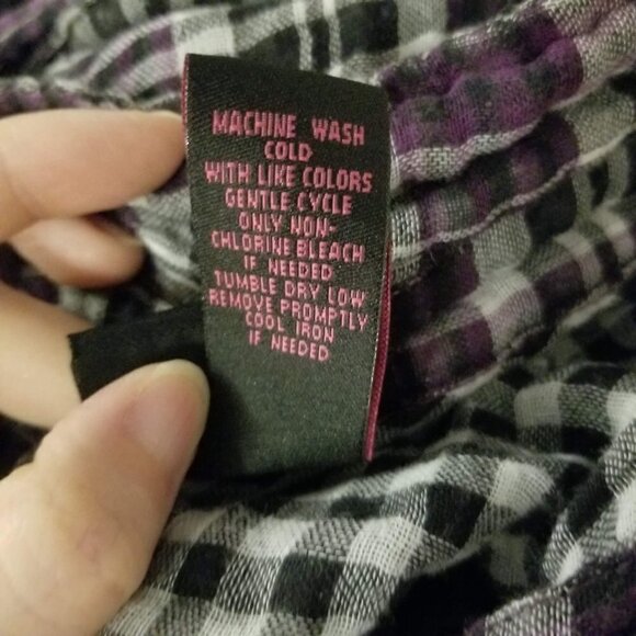 Torrid Plaid Button Up 3/4 Sleeve Tie Belt Top 0X - Picture 6 of 6